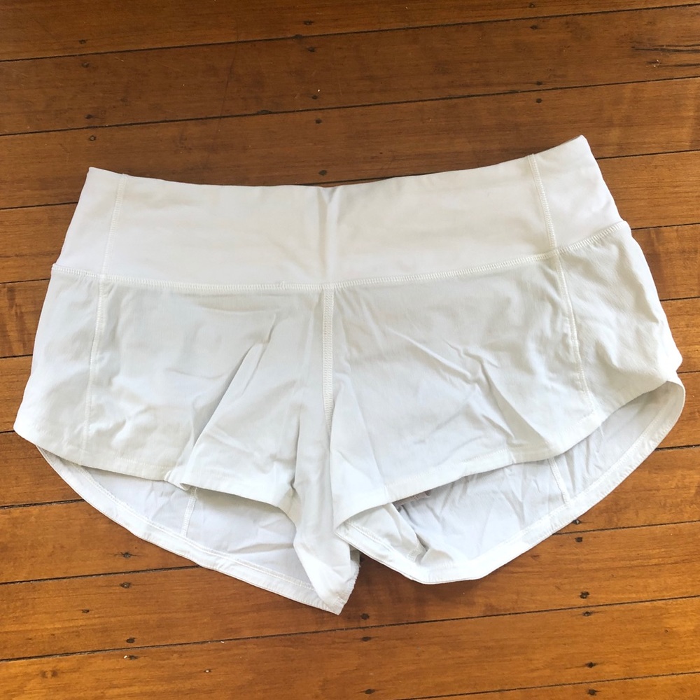 White Lululemon Speed Up Shorts